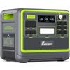 FOSSiBOT F2400 Centrale Elettrica Portatile e Generatore Solare, Batteria di Backup LiFePO4 da 2048 Wh, Uscita CA 2400W (Picco 4800W), CC, USB,Power station adatta per Camper e Viaggi All'aperto