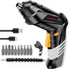 Goldsea Avvitatore a Batteria 1.5Ah 4.2V, 3.5 Nm Cacciavite Elettrico con Angolo Regolabile 90°-180°, Luci LED, Caricatore Type-C, 1 Connettore - Per Fai da Te Domestico e Riparazioni