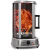 oneConcept Kebap Master Grill per Kebab Verticale, Griglia per Gyros con Sportello Scorrevole in Vetro, Spiedo Rotante 360°, Acciaio Inox, Girarrosto Verticale Casa