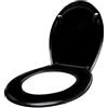 ACXIN Sedile WC con abbassamento automatico, coperchio con abbassamento automatico in Duroplast e acciaio inossidabile, antibatterico, facile da pulire, rimovibile (nero)