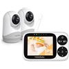 HelloBaby Baby Monitor 2 Camere, Schermo IPS 3.2", Senza WiFi | Visione Notturna, PTZ, Allarme Ninna Nanna, Portata 1000 Piedi, Audio Bidirezionale, Monitor Bambini Senza Fili