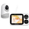 HelloBaby Baby Monitor Video e Audio telecamera bambini con monitor | Schermo IPS da 3,2", Senza WiFi, Visione Notturna, Pan-Tilt-Zoom, Allarme Ninna Nanna e Portata di 1000 Piedi