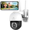ANTELA Telecamera di Sorveglianza Esterna 4MP | Visione Notturna a Colori/IR, Compatibile con Alexa e Google Home, Sensore di Moviment, Notifica Allarme, IP65 Impermeabile