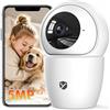 YESNAMO Telecamera WiFi Interno 5MP, 2.4/5GHz,360° PTZ, audio 2 vie | rilevamento PIR e tracking auto, privacy, visione notturna, sirena, Alexa, rileva persone e animali