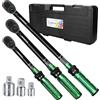 Uharbour Set di Chiavi Dinamometriche da 1/4", 3/8" e 1/2 Pollici, 3-25 Nm, 5-60 Nm, 20-230 Nm, Chiave Dinamometrica per Auto, Moto e Bicicletta con Adattatore 1/2", 3/8", 1/4", Precisione ±3%