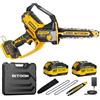BITOON 6 e 8 Pollici Mini Motosega a batteria con 2x 3,0 Ah Batterie- 800W | Motosega Elettrica da Potatura Brushless, Lubrificazione Automatica，Sega Elettrica con per Taglio Legno e Rami