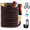 Yofidra Tubo da Acqua Giardino Estensibile 15M/50FT, Pistola 10 Funzioni | Raccordi Metallo 3/4" & 1/2", Leggero 3450D, Tubo Flessibile da Giardino per Innaffiare, Lavare Auto e Terrazzo(3x,5-15M)