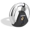 Kwikset Discus - Lucchetto con anello in carburo di boro, alta sicurezza per esterni e cancello, corpo da 6,9 cm, confezione da 1, argento