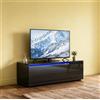 SUNXURY Mobile TV basso moderno da 100 cm con illuminazione LED RGB, montaggio a parete e piedistallo, porte ammortizzate, illuminazione a cerniera LED, mobile per TV da soggiorno, nero lucido
