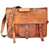 "Handmade" Borsa Messenger Uomo In Vera Pelle Marrone Vintage Per Laptop 15x11x4