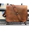 Fatto a mano Borsa A Tracolla Vintage In Vera Pelle Marrone Con Aspetto Rustico Per Donne 16"