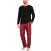 Marvmys Pigiama Uomo Due Pezzi Lungo a Quadri Manica Lunga con Tasche | Maglia girocollo disponibile con o senza taschino. Pantaloni a quadri con taglio dritto e tasche laterali integrate.