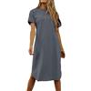 Imily Bela Abito estivo da donna, in cotone, a maniche corte, girocollo, mini abito casual con tasche.