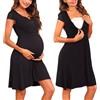 Nieery Camicie Notte Premaman Cotone Parto Ospedale Maniche Corte in Pizzo Camicia da Nottes Allattamento con Bottoni Scollo a V