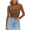 Zeagoo Maglia da donna in rete trasparente, a maniche lunghe, sexy, slim fit, a maniche lunghe, per clubwear