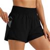 Aolso Pantaloncini da Bagno Donna, Estate Costume Vita Alta Pantaloncino Mare, Asciugatura Rapida Pantaloni Corti Spiaggia Sportivi Shorts con Bolsillos y Control Abdomen per Mare Corse Palestra‌, M/L