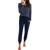 Nieery Pigiama Donna Cotone Lungo Pigiama Set con Tasche e Bottoni | Completo Notte Donna Loungewear Due Pezzi Collo Serafino e Pantaloni Lunghi