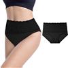 AUYAO Mutande Donna Vita Alta, 1 Pezzi Slip Microfibra Vita Alta con Pizzo, Mutantina Slip Midi Donna Elastiche Morbido e Traspirante, Nero(M)