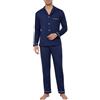 Sopesil Pigiama Invernale Uomo in Cotone Morbido Pigiama Termico a Maniche Lunghe con Bottoni Collo a V e Tasche Completo da Notte per Casa Dormire Taglie S-XXL
