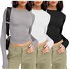 MSIYOW 3 Pezzi Maglia Maniche Lunghe Donna Magliette T-Shirt Donna Y2K Manica Lunga Crop Top