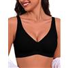 Bresdk Reggiseno Senza Ferretto Scollo V Profondo Gel Supporto | Struttura senza ferretto con supporto morbido in gel. Tessuto seamless tagliato a laser, coppe estraibili e ganci extra