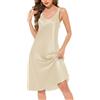 Sopesil Camicia da Notte Donna in Raso con Scollo a V Elegante Sottoveste Sexy Vestaglia Pigiama Estivo Senza Maniche Pigiamino Satinato Morbida a Media Lunghezza Luna di Miele S-XXL