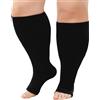 ZFSOCK Calze a Compressione Graduata Uomo Donna: Calzini Contenitivi Taglie Forti Obesi Polpaccio Punta Aperta Oversize Gambaletti 20-30mmHg per Vene Varicose Circolazione Gravidanza Nero Beige 1 Paia