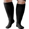 ZFSOCK Calze Compressione Graduata Donna Uomo: Calzini Taglie Forti Obesi Polpaccio Oversize Gambaletti 20-30mmHg per Vene Varicose Circolazione Gravidanza Running Ciclismo Taglia XXL-7XL Nero Beige1 Paia