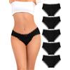 VOENXE Mutande Donna in Pizzo,Miscela Cotone Women Slip Mutandine Intimo | Comode Morbida Bikini Underwear Set,Taglio Laser Hipster Panties,Elasticizzati Traspiranti Unterhosen,5 Pack