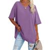 Ebifin Maglietta Oversize da Donna con Scollo a V Manica Corta Casual Sciolto di Base Estivo Magliette Camicetta