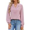 heekpek Camicetta da Donna a Maniche Lunghe | Scollo a V, Pizzo Camicetta, Polsini Elasticizzati con Volant, Vestibilità Ampia, Primavera, Autunno