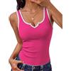 Terecey Canotta Donna Cotone Elasticizzato Slim Estate Casual Sottogiacca | Scollo a V Costine Verticali Tocco Morbido Fit Aderente Appuntamento Uscite Estate
