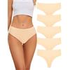 VOENXE Perizoma da Donna Senza Cuciture,Brasiliana Tanga Mutande Vita Alta | Invisibili Microfibra Slip,Women Thong Underwear,Taglio Laser Biancheria Confezione String,Brasiliane Seamless,5 Pack