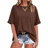 Terecey Maglietta Donna Oversize Manica Corta Casual Estiva Girocollo | Fit Rilassato Colore Pieno Stile Basic Facile da Indossare Casa Città Tempo Libero
