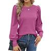 Hotouch Maglione Donna Maniche Lunghe Camicetta Maniche Puff Elegante | Tops Autunno Inverno, Casual Maglie Leggera Scollo Rotondo