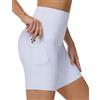 THE GYM PEOPLE Pantaloncini Ciclista 20cm Vita Alta Sportivi con Tasche | Stretch 4 Vie, Traspirante, Controllo Addome, Ultra Morbido, 2 Tasche Laterali, Leggings Corti Sportivi Yoga Corsa Fitness