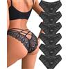 ALL OF ME Mutande Donna Brasiliano Slip Donna Pizzo Sexy Culotte Donna Lace Intimo Seducente Set Trasparente Vita Bassa Underwear Pacco da 6