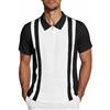 iClosam Polo Uomo Manica Corta Slim Fit, Polo a Righe con Collo Zip, Tessuto Morbido Elasticizzato per Ufficio Tempo Libero Golf S-3XL