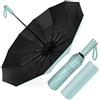 Poligono Ombrello Pieghevole Automatico, Ombrello Antivento Portatile, Ombrello Grande da Pioggia 12 Stecche Rinforzate per Uomo Donna, Diametro 105cm
