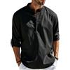 Cegerne Camicia Lino Uomo Maniche Lunghe Estiva Leggera Traspirante Henley Casual Maglietta Casacca Vacanze Spiaggia