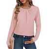 Totatuit Maglietta Donna Manica Lunga Girocollo Elegante con Pieghe Maglia Casual Basic Top Morbida e Comoda