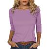 Totatuit T-Shirt Donna con Scollo a Barchetta Manica a 3/4 Maglietta vestibilità Larga Casual Moda Top Basic Elasticizzato