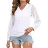 Enjyam Camicia Classica Uncinetto con Maniche Larghe e V-Collo, Maglia Blusa Elegante per Primavera Estate Autunno