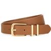 LEACOOLKEY Cintura in Pelle per Donna per Jeans e Pantaloni - Elegante Cintura con Fibbia Dorata