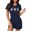 Jahetuul Camicia da Notte Donna Cotone Manica Corta con Stampa Cuori | Camicie Notte Estiva Scollo Rotondo Maglia per Casa Casuale S-3XL