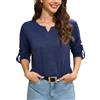 Terecey Maglietta Henley Donna Maniche Lunghe Camicetta Elegante e Comoda Scollo a V Maglia Morbida Traspirante Top Casual per Autunno e Inverno