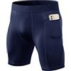 Ruowuhen Pantaloncini Compressione Uomo Pantaloni Corti Palestra con Tasche | Asciugatura Rapida Traspiranti Sportivo Leggings Corti per Running Fitness Jogging