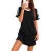 Marvmys Camicia da Notte Donna Maniche Corte Stile T-Shirt Sportiva | Girocollo con Strisce a Contrasto