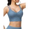THE GYM PEOPLE Top Jeans Crop Stretch Scollo a V Imbottito Donna | Scollo a V, Schiena a U, Senza Ferretto, Imbottiture Rimovibili, Arricciatura Frontale, Doppie Spalline, Sport Basso Impatto