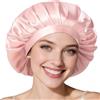 LitBear 22 Momme - Cuffia in Seta per Dormire, 100% Seta di gelso, 100% Silk Bonnet con Fascia Elastica, Traspirante e Regolabile per Capelli Ricci, Colore: Rosa., 61